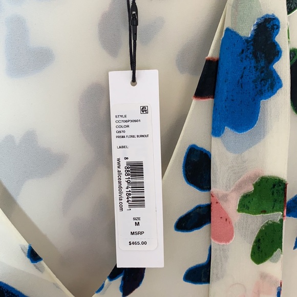 NWT Alice + Olivia Mini dress burn velvet with tie - Picture 3 of 10